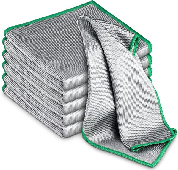 Airlab Glass Polishing Cloth Streak Free Miracle Cleaning Cloth Lint Free Microfiber Cleaning Rags, Pack of 6, 12" x 12"