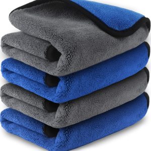 Airlab Microfiber Towels for Cars Wash Drying Thick Plush Cleaning Cloth Auto Detailing Super Absorbent for Interior & Exterior Lint Free, Streak Free, 16" X 16", 800 GSM, Pack of 4
